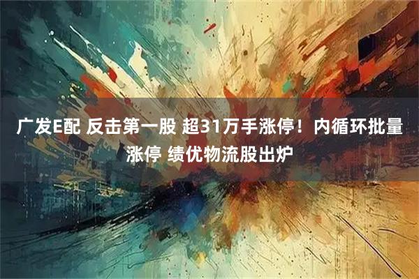 广发E配 反击第一股 超31万手涨停！内循环批量涨停 绩优物流股出炉