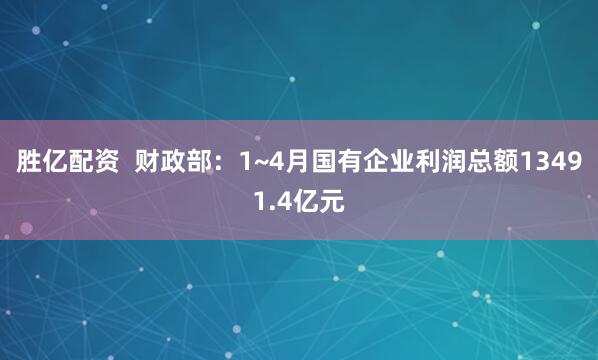 胜亿配资  财政部：1~4月国有企业利润总额13491.4亿元
