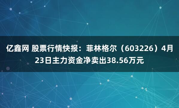 亿鑫网 股票行情快报：菲林格尔（603226）4月23日主力资金净卖出38.56万元