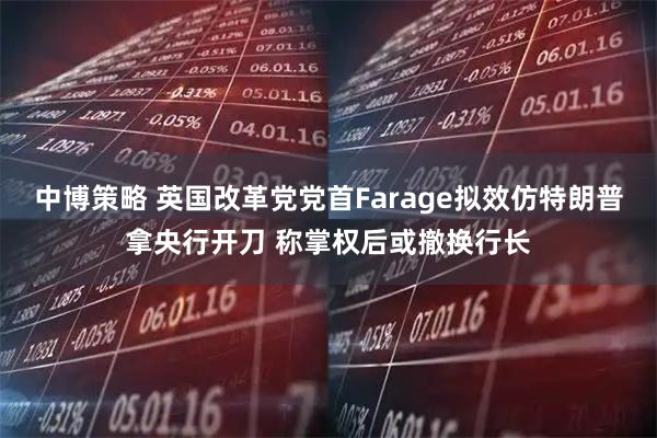 中博策略 英国改革党党首Farage拟效仿特朗普拿央行开刀 称掌权后或撤换行长